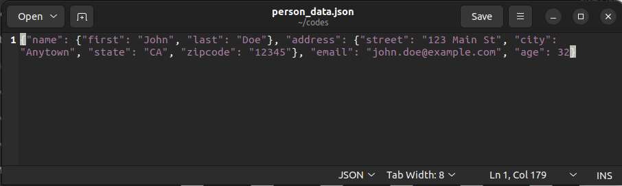 JSON File created from a python dictionary
