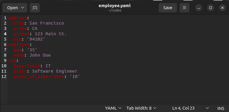 Output YAML File