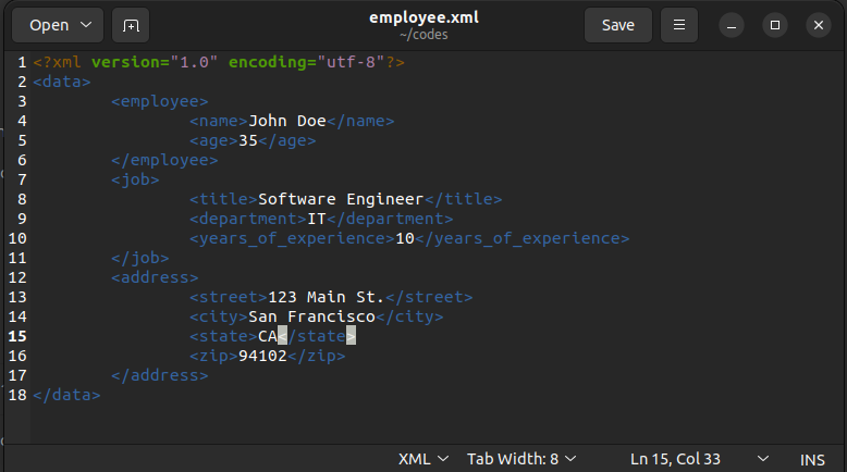 Formatted XML output