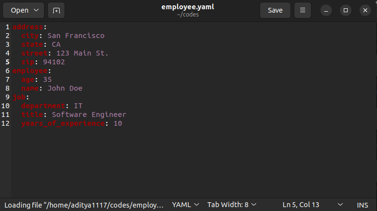 Input YAML File