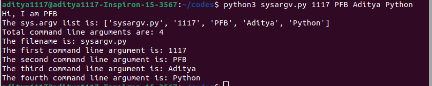 Command line arguments in Python Example 2